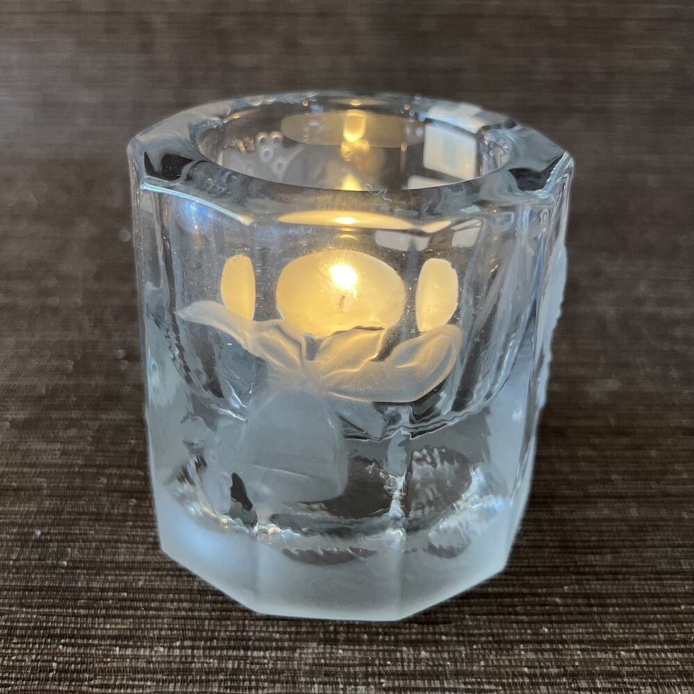 Studio Nova “Festive Deer” Votive Candle Holder-Heavy Glass-Christmas Decor VTG